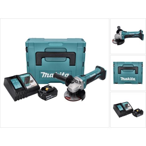 Makita DGA 452 RG1J Akku Winkelschleifer 18 V 115 mm + 1x Akku 6,0 Ah + Ladegerät + Makpac