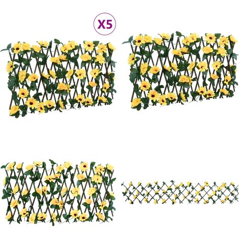 Enrejado expansible hiedra artificial amarillo 5 uds 180x20 cm - Valla expansible - Valla de hiedra amarilla