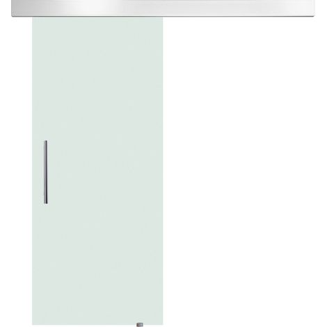 Porta Scorrevole Interna in Vetro Smerigliato con Binario B1 e Maniglia per Bagno Cucina Studio Vetro 205x 77,5x 0,8cm