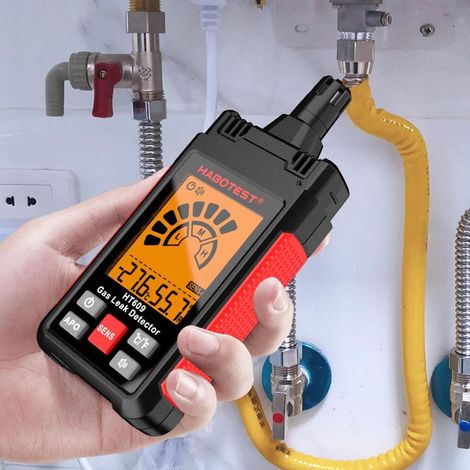 Détecteur de fuite de gaz HT609, alarme sonore et visuelle, mesure de température et d'humidité, localisateur portable de fuites de gaz combustible (méthane, GPL, GNL, essence). (1/5)