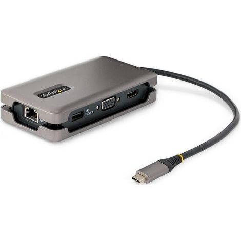 StarTech.com Adaptateur Multiport USB-C - 4K60Hz HDMI/VGA - Hub USB 3 Ports - 100W Power Delivery Pass-Through, GbE, Mini Station d'Accueil/Docking Station avec Chargeur - Adaptateur USB C vers HDMI