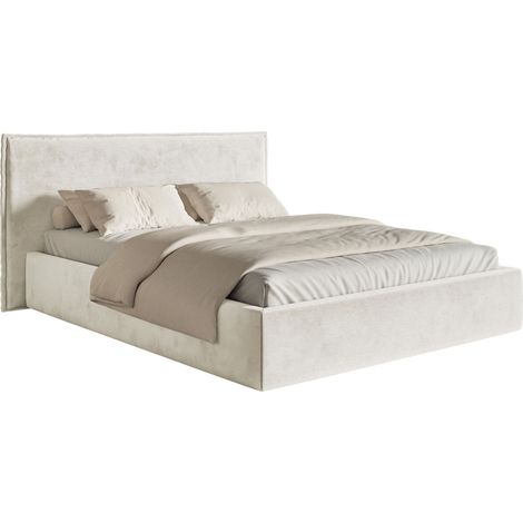 Selsey Softie – Polsterbett 160×200 mit Lattenrost, Velours, greige