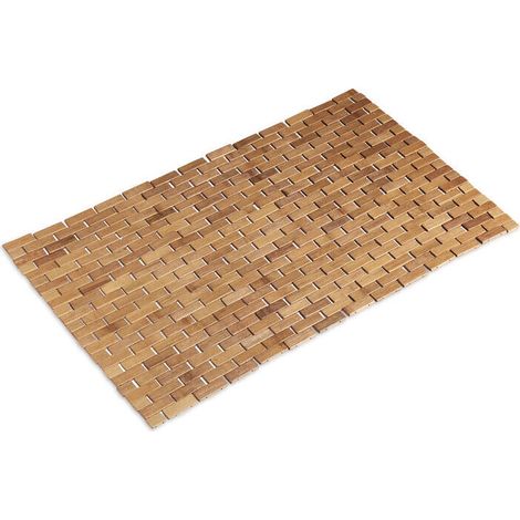 Tapis de bain en bambou enroulable : antidérapant, hygiénique et résistant à l'humidité.50x80centimètres, naturel (1/5)