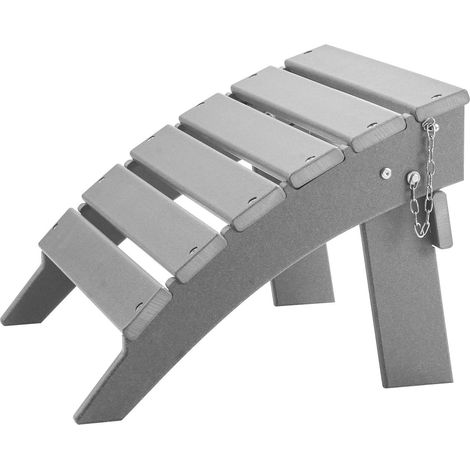 Repose-pieds Adirondack pliable en plastique HDPE résistant aux intempéries, 16,9L x 18,9l x 13H po, pour fauteuil Adirondack, usage extérieur terrasse piscine pelouse jardin, gris (1/5)