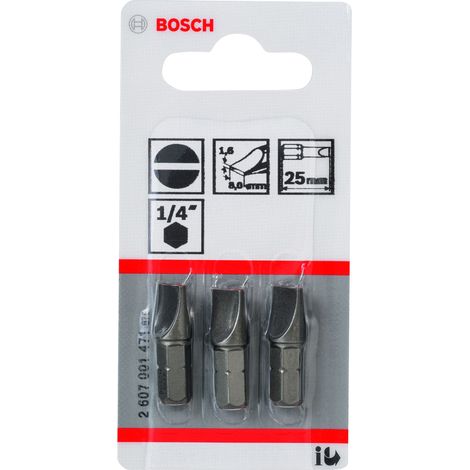 Embouts de tournevis fente Bosch 3 pcs 0,5x3,0 mm 49 mm 1/4" (1/2)