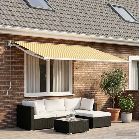 Teenpull – Markisenersatzstoff Gelb und Weiß 400 x 350 cm Polyester (1/5)