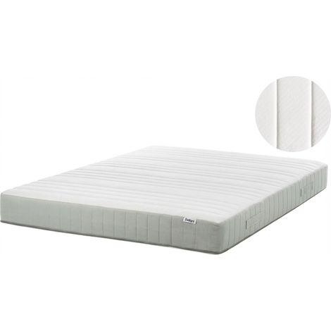 Beliani Pocket Spring Mattress White Springs H3/4 Firm Firmness EU Fabric, Filling PU Foam, Does Not Require Assembly, Holds up to 250 kg, For Heavier People, 160 x 200 x 20 cm SPRING 7 PLUS