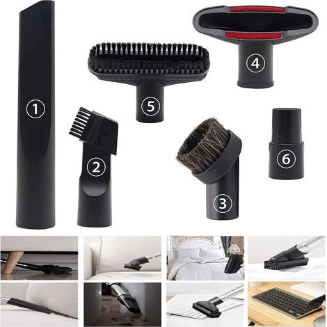 6-teiliges Staubsauger-Zubehörset – Kompatibel mit Staubsaugern mit 32–35 mm Durchmesser – Kombibürste, Polsterreiniger und Adapter inklusive – Minetgnon (1/5)