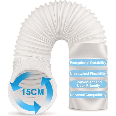 Tuyau climatiseur mobile, tuyau d'évacuation d'air en PVC flexible, tube ventilation universel, kit pour climatiseur, diamètre 13/15 cm, 15 cm x 2 m (1/5)
