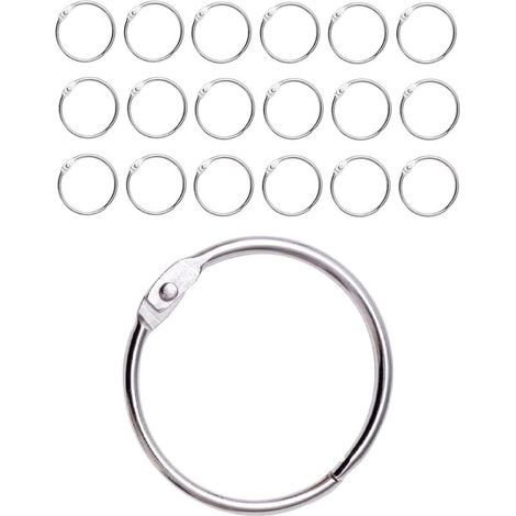 ZVD Lot de 20 anneaux de rideau de douche avec crochets en métal - Anneaux ronds ouvrables de 50 mm pour rideaux, salle de bain, maison, classeurs - Métallique (1/4)