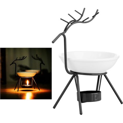 Brûleur à huiles essentielles en céramique noir, forme cerf - Décoration zen et élégante pour la maison (1/5)