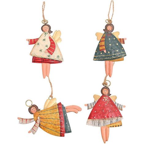 Lot de 4 adorables anges à suspendre, décorations de Noël pour sapin.-11.5x10x7cm (1/3)