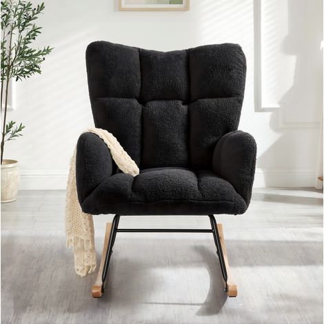 Chaise à bascule en polyester gris foncé, hauteur d’assise 47 cm, fauteuil relax au montage sans outils (1/5)