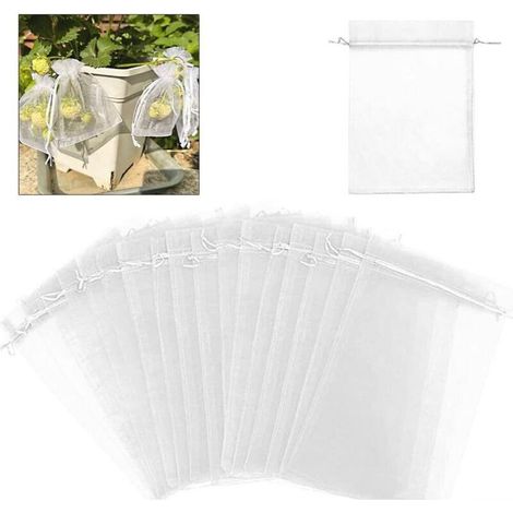 Filet anti-oiseaux et anti-insectes, sacs de protection pour fruits pour arbres et plantes, en organza, lavables et réutilisables, Lot de 100, 20 x 30 cm (1/5)
