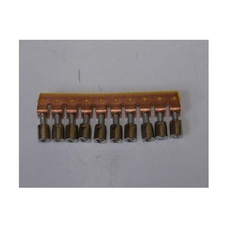 Barrette de 10 contacts de pontage horizontal isolé jaune 4mm² connexion à vis (à l'unité) HAGER