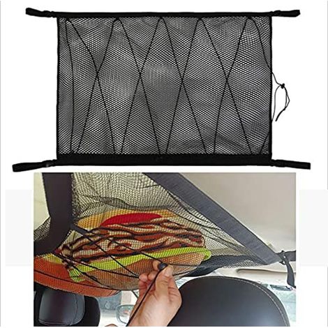 Filet de Rangement pour Voiture,Filet de Rangement pour Plafond de Voiture,Porte-Bagages Portable avec Cordon de Serrage, Noir (1/5)