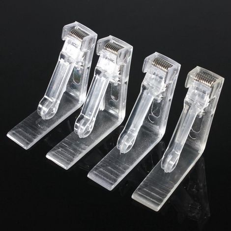 Lot de 16 pinces à nappe en plastique transparent, fixations extérieures pour table, maintien de nappe pour fêtes et pique-niques, couleurs assorties (1/5)