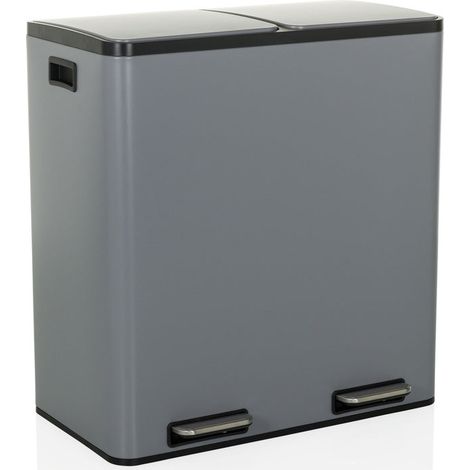 [NEUWERTIG] B-Ware Hjh OFFICE Abfallsammler CLEAN XIII 60L grau Stahl mit Softclose 2x30L (1/2)