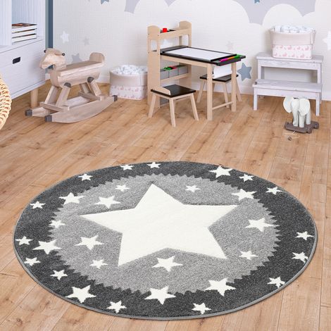 Paco Home Kinderteppich Teppich Rund Kinderzimmer Spielteppich Modern Pastell 3D Effekt 120 cm Rund, Grau 2