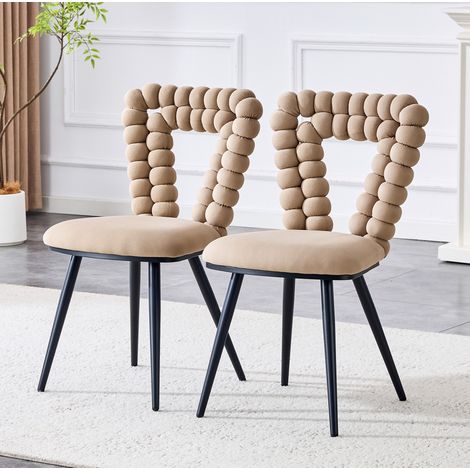 Juego de 2 sillas Diseño cte geométrico Asiento tapizado Terciopelo y metal color camel (1/5)