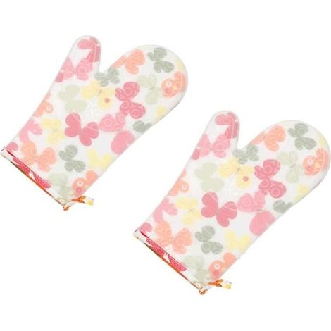 Gants de four - Cuisine - Silicone résistant à la chaleur - Imprimé papillon - 2 pièces - 29.518.5 CM (1/4)
