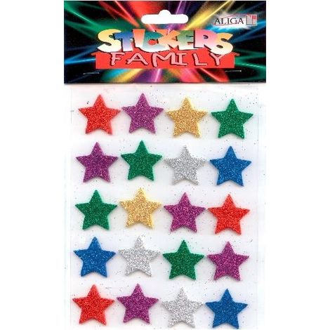 bunte Glitzer Sticker STERNE NK-3303