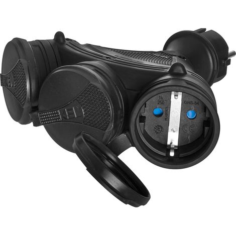 Répartiteur Schuko portable IP44 3X2P+Z 16A 250V noir (1/5)