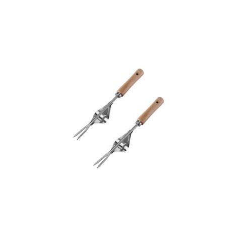 Lot de 2 extracteurs de mauvaises herbes avec manche en bois, outils de jardin (1/4)