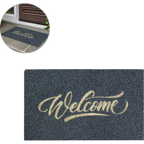 Tapis de bienvenue extérieur antidérapant en fibre de polyester, paillasson d'entrée intérieur-extérieur, non glissant, pour porte d'accueil