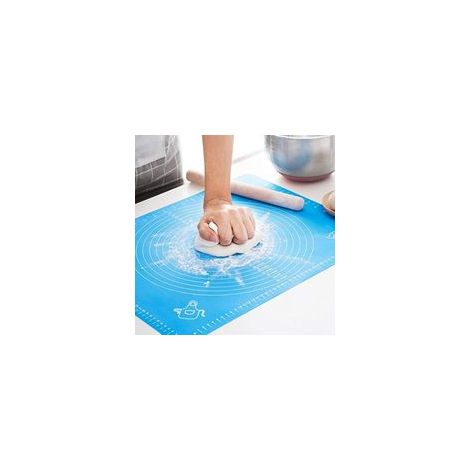 (Bleu, 50x40cm) Tapis de cuisson en silicone, extra épais, grand tapis de pâte antidérapant avec mesure, pour pâte, croûte à tarte, tapis à rouler, antiadhésif et antidérapant