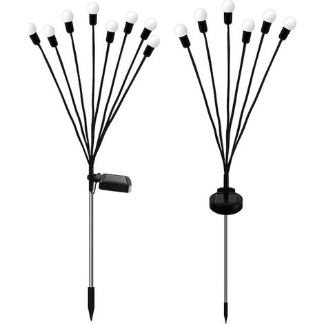 Lot de 2 lampes solaires de jardin 8 LED blanc chaud, éclairage extérieur sans fil pour allée et terrasse (1/3)