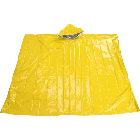 Imperméable thermique extérieur avec capuche camping réutilisable doudoune isolante pluie vêtement urgence jaune (1/5)