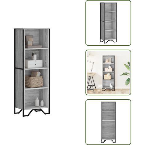 Libreria con scomparti - vidaXL Libreria Grigio Sonoma 50x31x137,5 cm in Truciolato - Libreria con piedini in metallo