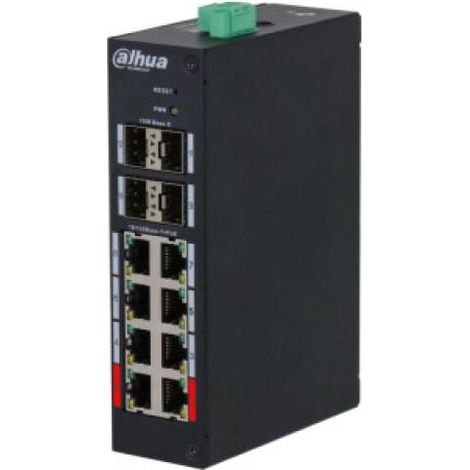 Dahua Switch Industrial Managed 8 Puertos Poe 10/100 Mbps + 4 Sfp 1000 Mbps Uplink