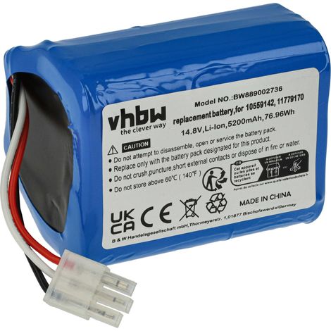vhbw Akku kompatibel mit Miele Scout RX3, RX2 Saugroboter (5200 mAh, 14,8 V, Li-Ion, ohne Gehäuse)