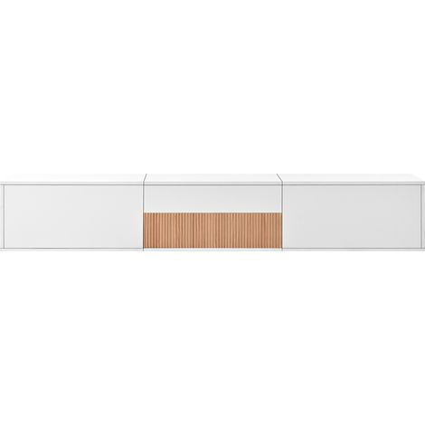 Mueble TV moderno blanco con puertas y estante extraíble para proyector 180 x 34 x 30 cm (1/5)