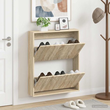 vidaXL Wall-Mounted Shoe Cabinet DELFT 71 x 17 x 86 cm Engineered Wood (1/5)