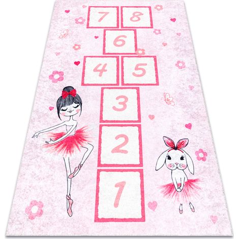 JUNIOR 51828.802 washing carpet hopscotch, ballerina for children anti-slip - pink pink 140x190 cm
