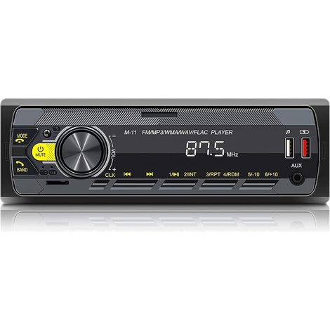 Autorradio 1 Din con Bluetooth manos libres, asistente de voz y control mediante aplicación móvil, reproductor de MP3 FM, 2 puertos USB, tarjeta TF, entrada de audio AUX con control remoto. (1/5)