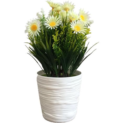 Plante Artificielle En Pot - Bonsaï Simulé Réaliste - Décoration Intérieure Et Extérieure - Blanc - 1 Pièce (1/2)