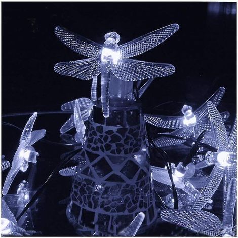 Guirlande lumineuse solaire 30 LED en forme de libellule, étanche, pour décoration féérique intérieure/extérieure, p (1/5)