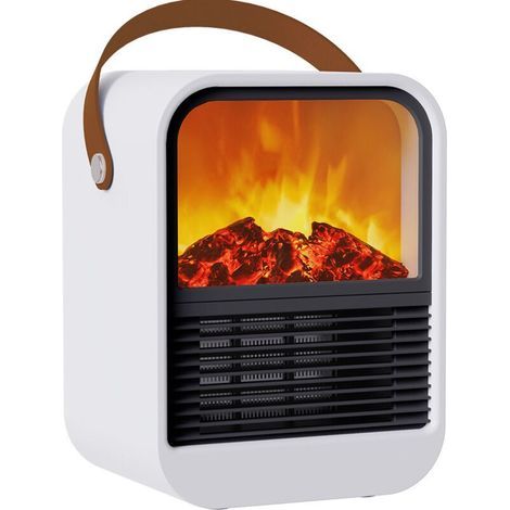 Calefactor eléctrico con efecto de llama, 1000 W, protección contra sobrecalentamiento, silencioso, portátil, para dormitorio, enchufe europeo de 220 V. (1/4)