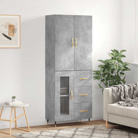 Highboard Betongrau 69,5x34x180 cm Holzwerkstoff