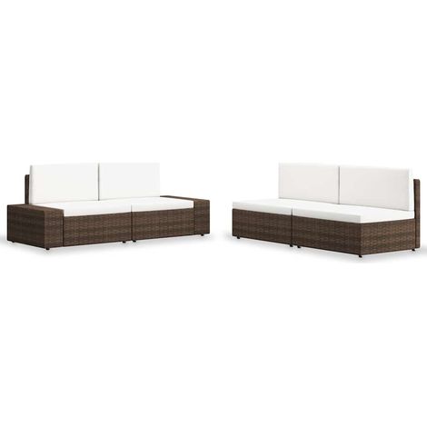 vidaXL Salon de jardin 4 pcs Résine tressée Marron (1/5)