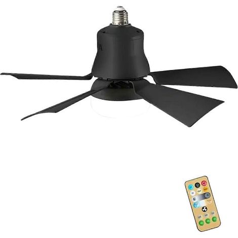 Strong Wind leiser LED-Deckenventilator mit Farbpalette, drei Fernbedienungen, E27-Sockel und einstellbarer Lichtgeschwindigkeit, schwarz. (1/5)