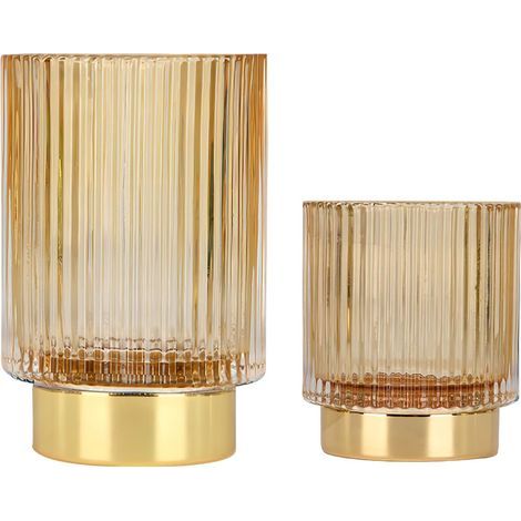 Rangement maquillage cristal ambre, pot pinceaux vintage porte-stylo, organisateur coiffeuse salle de bain. (1/5)