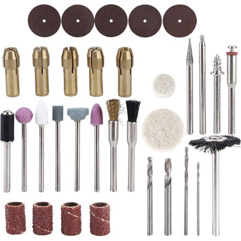 Ensemble 34 pièces accessoires mini outil rotatif électrique pour meulage et polissage (1/5)
