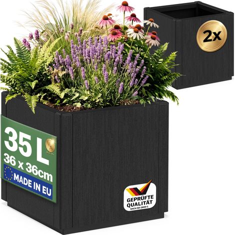 CASARIA® Jardinera Rectangular Exterior 80L 80x36x35cm Macetero Grande Maceta Decoración Hogar Flores Resistente Intemperie Jardín Terraza Balcón 2x Anthrazit 35 L (de)