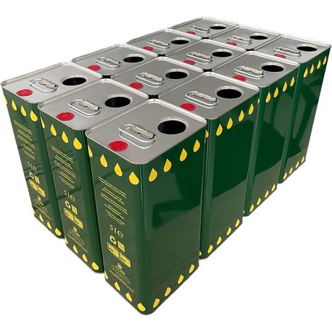 Lattine Rettangolare 5 Litri per Olio Extravergine Doppio Tappo Conf. 12 Pezzi (1/5)