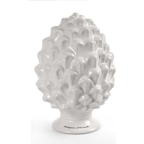 PIGNA BIANCA IN CERAMICA IDEA ARREDO 14X14X22 CM DA TAVOLO ARTIGIANI D'ORIENTE